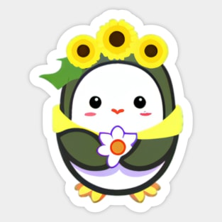 Cute Sunflower Penguin Sticker